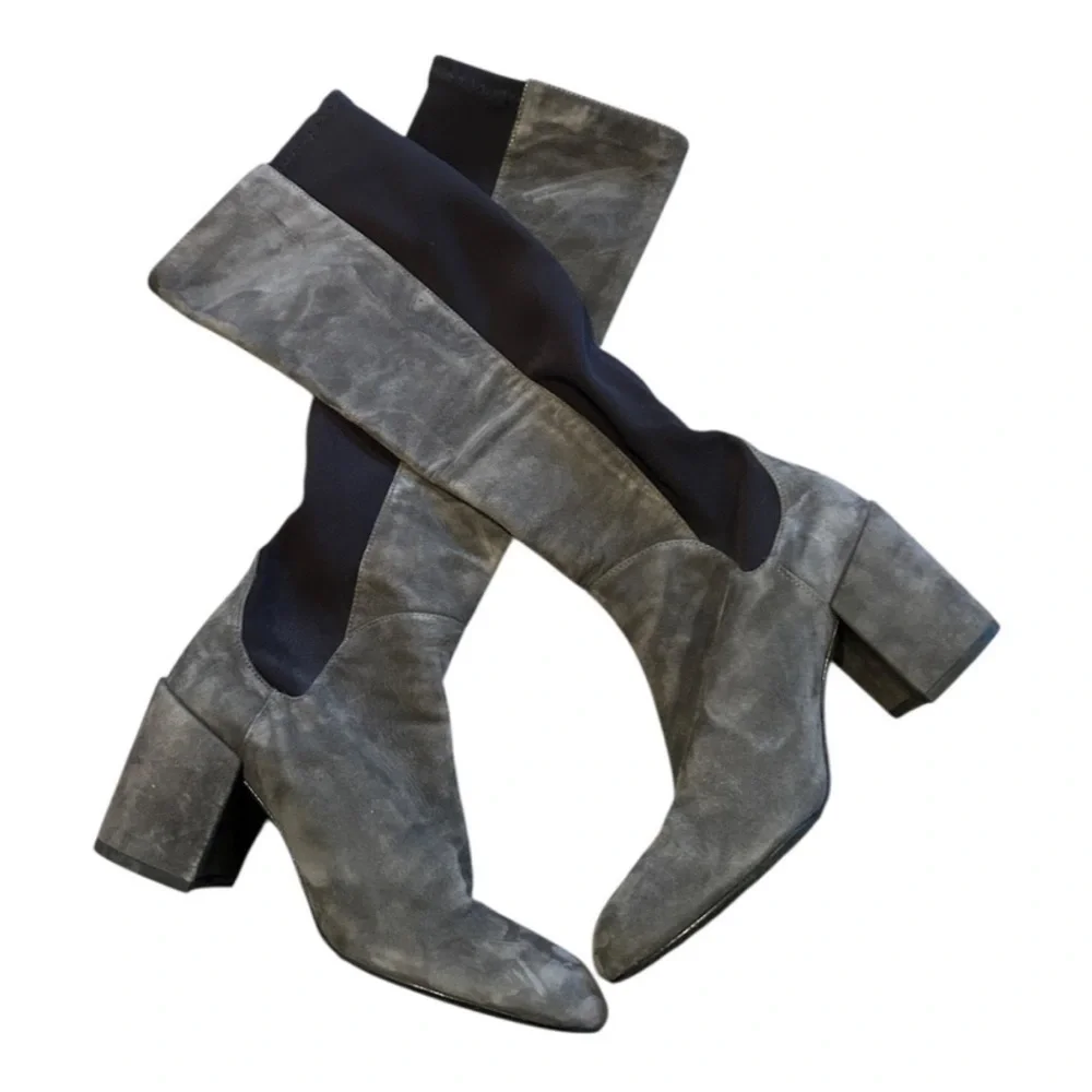 Stuart Weitzman Charcoal Heeled Boots - Picture 2 of 2